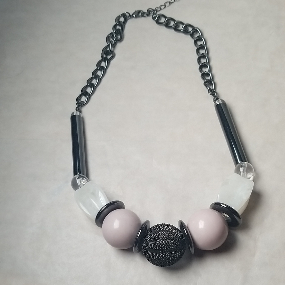 Modern Black And White Beaded Necklace
